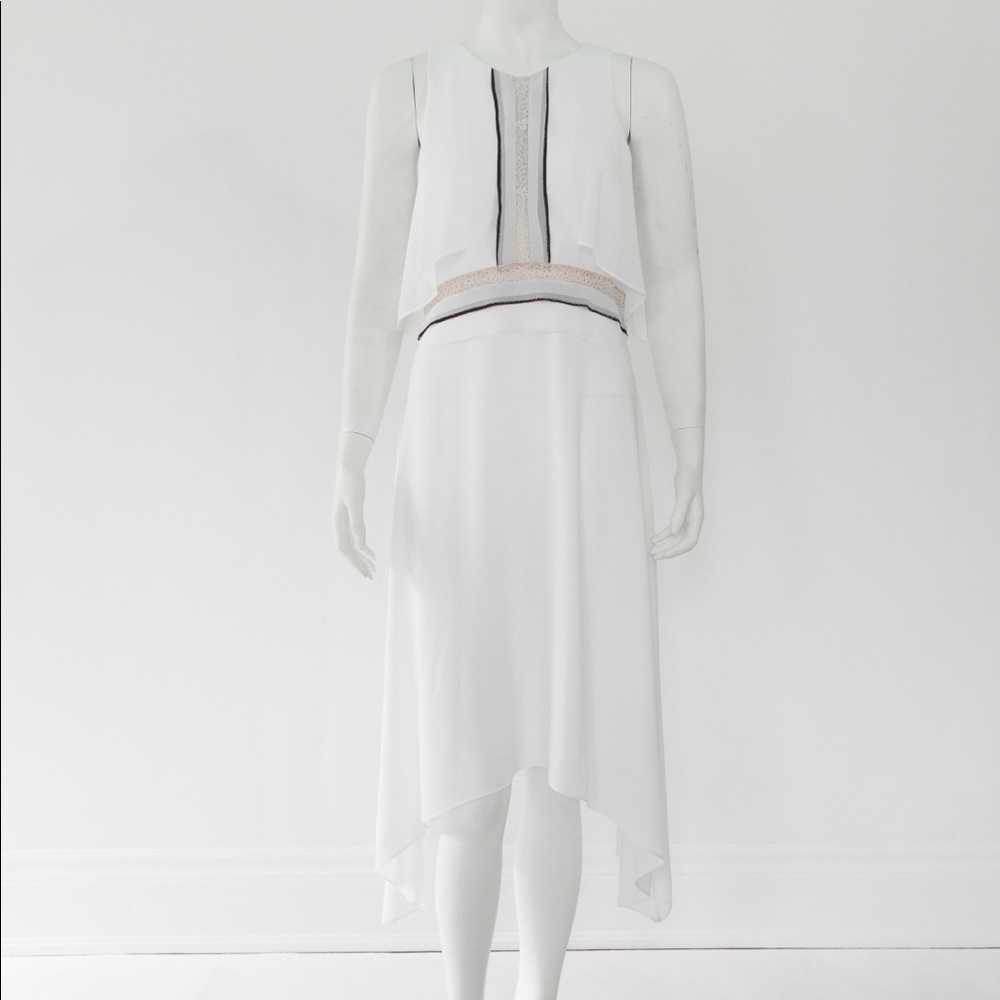 🚨SOLD🚨 BCBGmaxazria Camden ruffle trim asymmetrical dress